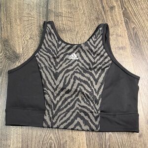 Adidas Women's Zebra Print Sports Bra - Black